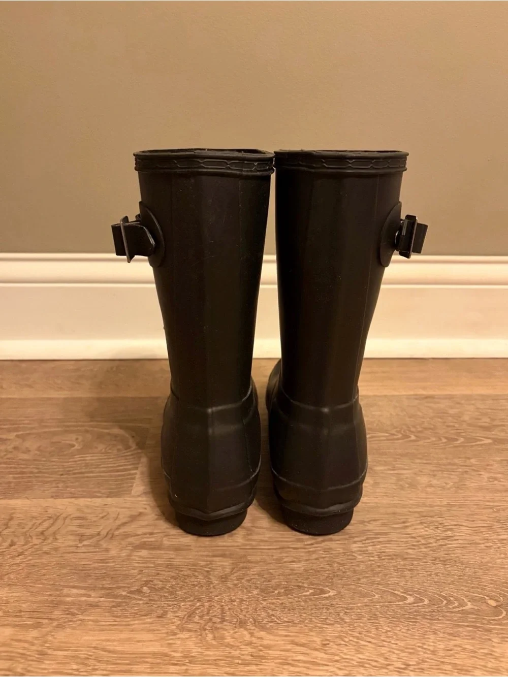 Hunter Black Matte Short Rubber Boots with Logo